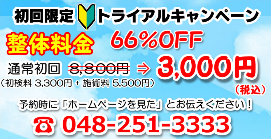 整体トライアル|西川口駅前カイロ整体院